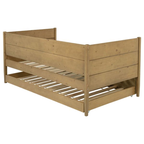English Elm Stewart Twin Daybed With Trundle — Solid Natural Wood Frame, Warm Grain Finish, Space-Saving Guest Bed Setup B062S01300