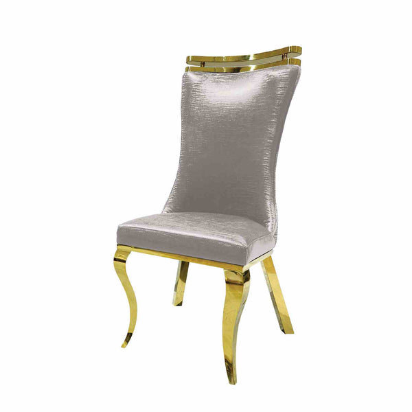 English Elm Silver 2pc Side Chair Set with Gold Legs, Tiger Print Upholstered Seats, Modern Dining Comfort 26"W B2741S00726