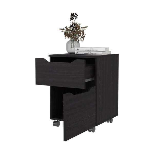 English Elm FM Nogales NightStand with 2 Drawers — Compact Scratch-Resistant Melamine Bedside Table for Small Rooms Wenge 24.41 L x 21.65 W x 5.91 H B128P301387