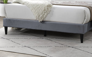 English Elm Elegant Velvet Upholstered Queen Bed with Geometric Stitched Headboard, Platform Design, 12" Height Grey 65 L x 23 W x 9 H B011P238925