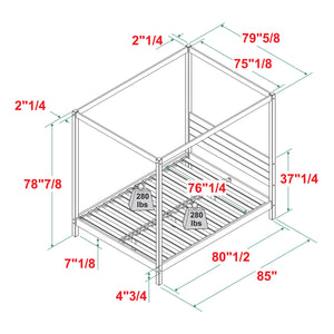 English Elm Walker Edison - Modern Pine Canopy Bedframe King — Minimalist Boho Design, Solid Pine Slats, Center Support, No Box Spring Needed Black 84 L x 12.75 W x 11.25 H B185P169191