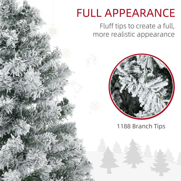 English Elm Homcom 7.5Ft Prelit Snow-Flocked Christmas Tree With 500 Warm Led Lights & Easy Auto-Open Design W2225P229678