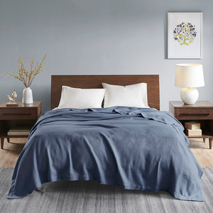 Madison Park Egyptian Cotton Casual Blanket MP51N-6430 Blue