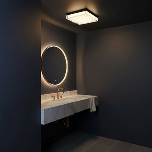 English Elm 11-inch Matte Led Flush Mount Ceiling Light Dimmable Frosted Diffuser Modern Low Profile Black B370P398964