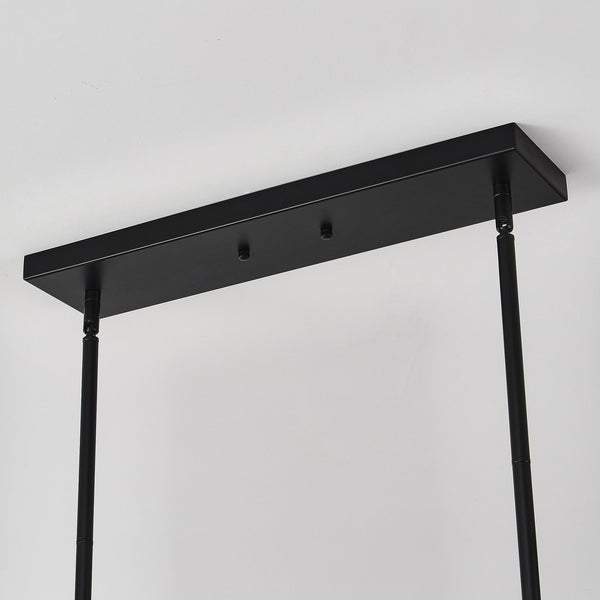 English Elm 5-light Industrial Farmhouse Chandelier Matte Black Metal Linear Pendant for Kitchen Island W5008P465021