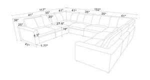 English Elm Leather Match Modular Sectional Sofa with Top Grain Upholstery for Open Living Rooms Ginger B2748S00166