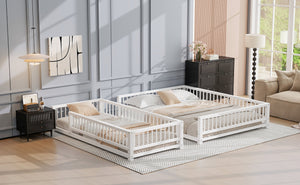 English Elm Twin XL over Queen Metal Bunk Bed with Ladder and Guardrails, Space-Saving Sturdy Frame for Kids and Guests White N709P277756K