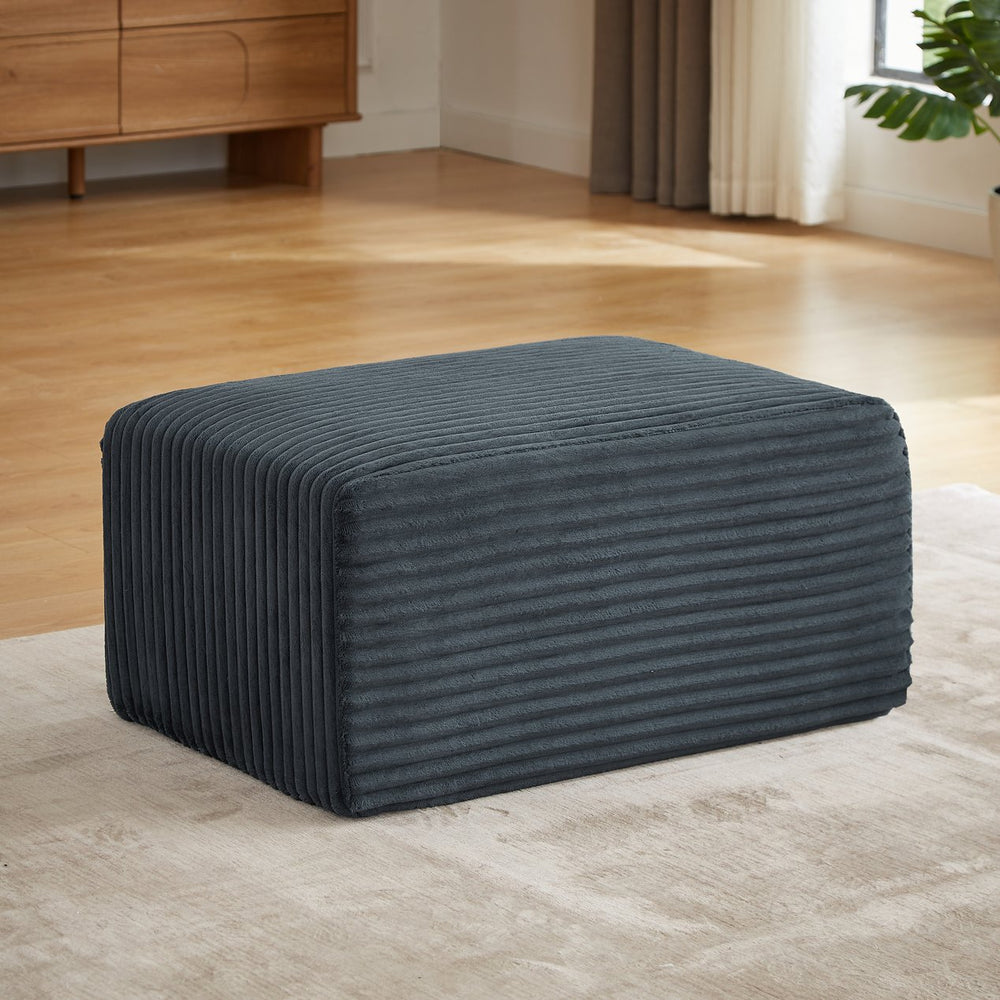 English Elm L-shaped Corduroy Cloud Sectional with Ottoman for Modern Living Room Comfort Dark Grey W2339P411749