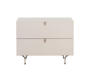 Sunpan Celine Nightstand - Elegant Two-Drawer Design with Antique Brass Feet for a Luxe Bedroom Retreat Large - 30W x 17.75D x 23H