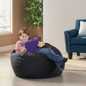 English Elm Christopher Knight Home® - Chrisholm Plush Foam-Filled Bean Bag Chair — Modern Round Design, Durable Polyester Comfort 34"W Black N778P185640B