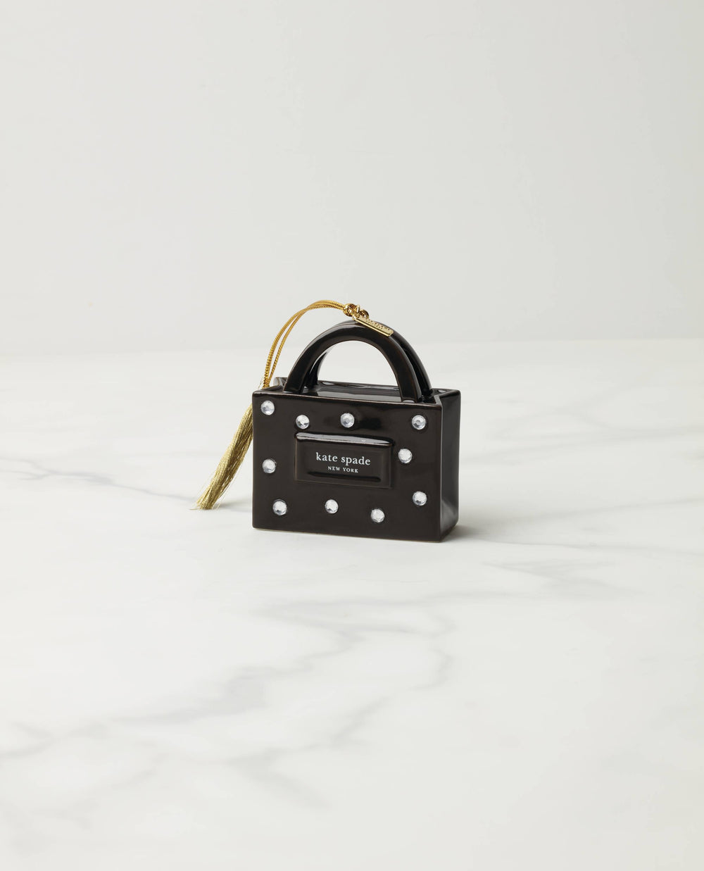 Lenox Kate Spade Be Jolly KSNY Signature Shopping Bag Ornament Black, BLACK PORCELAIN 897077