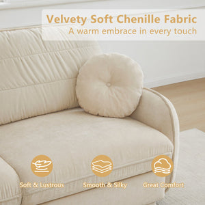 English Elm Chenille Cloud Loveseat with Quilted Back Pillows Deep Seat Comfort for Living Room W714S01748