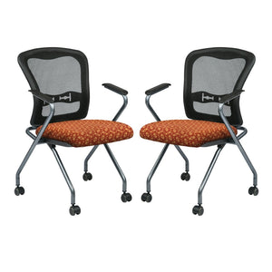 OSP Home Furnishings Deluxe Pro-line Ii Folding Nesting Armchair with Mesh Back and Lumbar Support Marigold 84440-K111