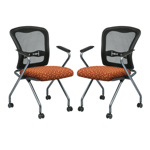 OSP Home Furnishings Deluxe Pro-line Ii Folding Nesting Armchair with Mesh Back and Lumbar Support Marigold 84440-K111