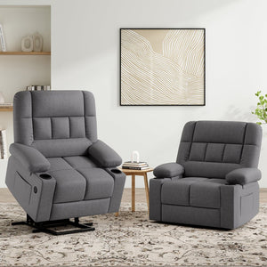English Elm Oversized Recliner chair with ergonomic support, swivel rocker, quick 5-min assembly for adults comfort Grey T3623P408759