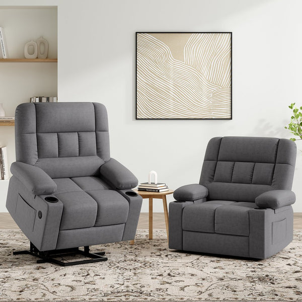 English Elm Oversized Recliner chair with ergonomic support, swivel rocker, quick 5-min assembly for adults comfort Grey T3623P408759