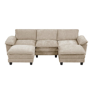 English Elm Modern 5-Piece Modular Sectional Set In Soft Taupe Chenille - Plush Comfort & Stylish Living Room Solution B011S01808
