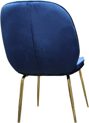English Elm Velvet Mid-century Dining Chairs with Gold Legs Navy Set for Elegant Rooms B011P446641