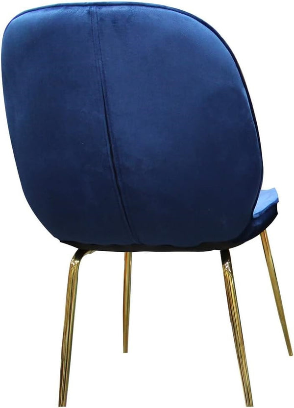 English Elm Velvet Mid-century Dining Chairs with Gold Legs Navy Set for Elegant Rooms B011P446641