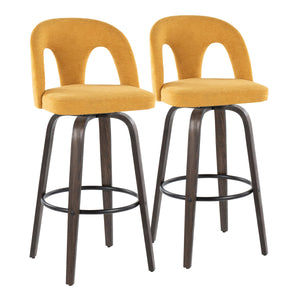 English Elm Fixed-height Swivel Barstools Bentwood Walnut Legs Round Footrest Kitchen Island Set B202S01876