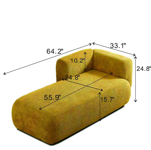 English Elm Upholstered Boucle Chaise Lounge with Foam Spring Comfort for Bedroom or Living Room W5515P437370