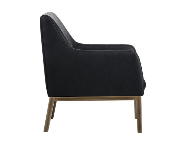 Sunpan WOLFE Lounge Chair - Bravo Black Faux Leather, Retro-Inspired, Urban-Chic Comfort for Modern Spaces 112329