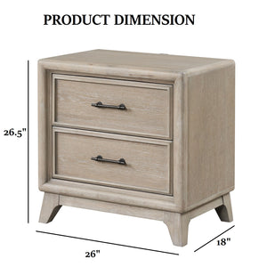 English Elm Transitional Oak Nightstand with Dovetail Drawers Felt Lining and Angled Feet B2741P435910