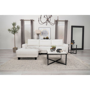 English Elm Granholm Teddy Bear Fabric Sectional Sofa with Curved Arms and Tapered Wood Legs B062S01454