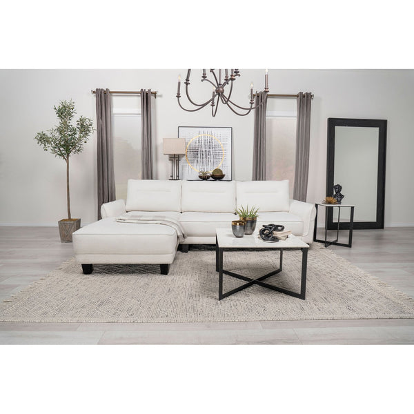 English Elm Granholm Teddy Bear Fabric Sectional Sofa with Curved Arms and Tapered Wood Legs B062S01454