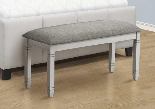 English Elm Bench, 41" Rectangular Upholstered Seat with Solid Wood Legs, Transitional Entryway & Dining Accent Grey 43 L x 17 W x 7 H B2710P287005
