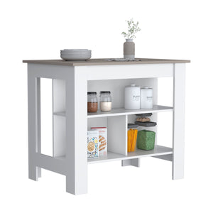 English Elm Cortes Kitchen Island With 2-Tier Shelf, Versatile Worktop & Reversible Design For Modern Spaces B070P234333