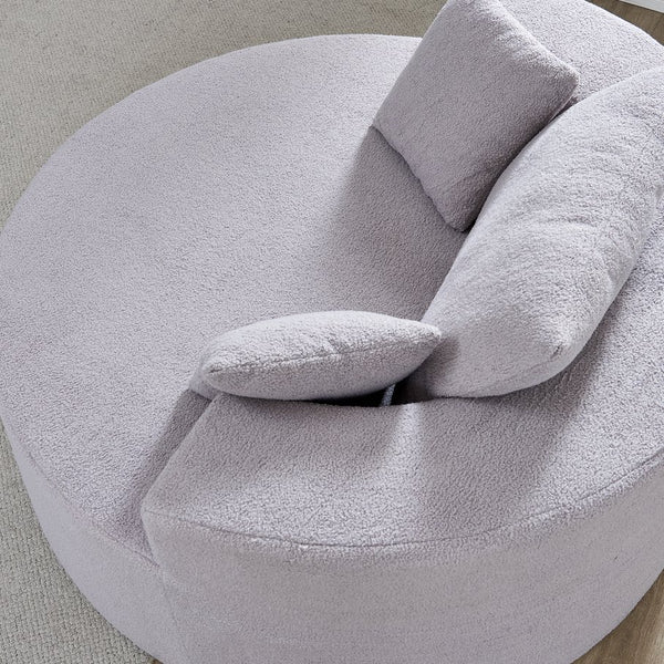 English Elm 55"l Teddy Fleece Round Chaise Chair Plush Foam Seating for Modern Living Rooms Gray W1669P368377