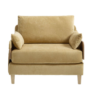 English Elm Foldable sofa bed recliner with three pillows, 3-in-1 convertible sleeper for small spaces, mid-century modern comfort Mustard yellow W395P290559