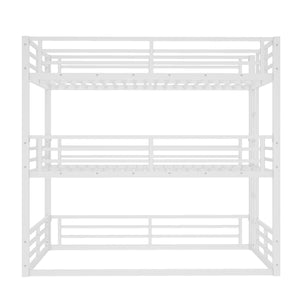 English Elm Full Triple Bunk Bed - Sturdy Metal Frame With Safety Guardrails, Space-Saving, Noise-Reducing Design W1580S00166
