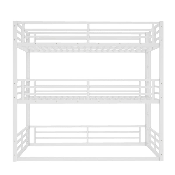 English Elm Full Triple Bunk Bed - Sturdy Metal Frame With Safety Guardrails, Space-Saving, Noise-Reducing Design W1580S00166