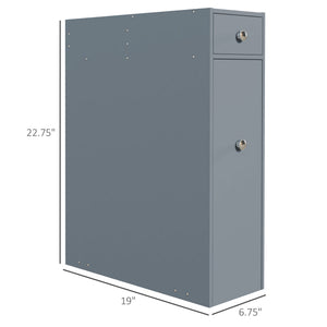 English Elm HOMCOM Slim Bathroom Storage Cabinet Narrow Freestanding Organizer with Drawers & Hidden Compartments Grey W2225P200614