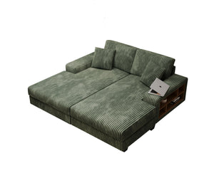 English Elm Convertible Corduroy Sleeper Chair - Plush Oversized Double Chaise Lounge With Smart Storage Solution W1793S00032