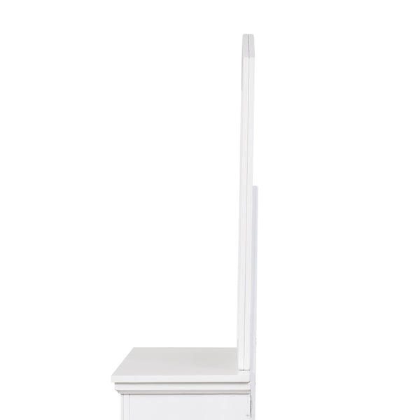 English Elm Meade Carved Wood Veneer Mirror with Low-Distortion Glass, 42"H x 36"W Decorative Statement Piece White 40.3 L x 46.6 W x 4.3 H B078P301540