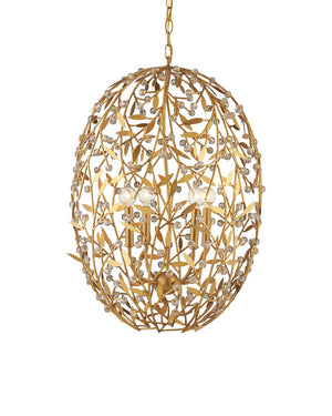Currey & Company Secret Garden Gold Orb Chandelier - Elegant Biophilic Lighting With Handcrafted Crystal Accents Gold Crystal ,Wrought Iron 9000-1290-currey-company
