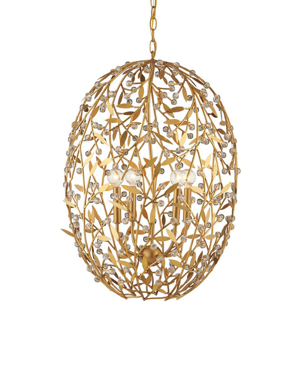 Currey & Company Secret Garden Gold Orb Chandelier - Elegant Biophilic Lighting With Handcrafted Crystal Accents Gold Crystal ,Wrought Iron 9000-1290-currey-company
