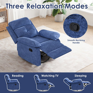 English Elm Small Swivel Rocker Recliner Compact Upholstered Accent Chair for Bedroom T3623P434287