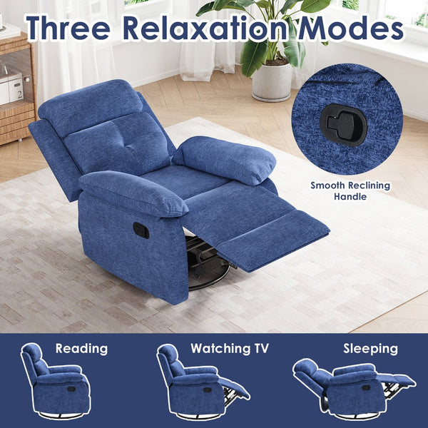 English Elm Small Swivel Rocker Recliner Compact Upholstered Accent Chair for Bedroom T3623P434287