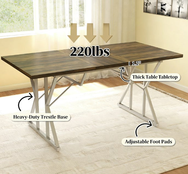 English Elm Mid-century Nordic Rubberwood Dining Table Seats Four with Dark Mahogany Finish T3971P429249