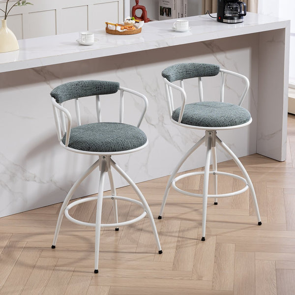 English Elm 26'' 26" Swivel Counter Height Bar Stool with High-Density Sponge Seat, Metal Frame, Modern Industrial Comfort Blue-Green W2215P248074