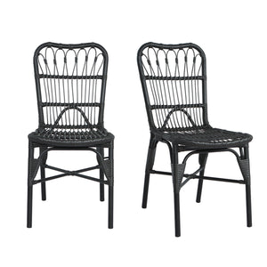English Elm Christopher Knight Home® - Outdoor Hand-Woven PE Rattan Patio Dining Chairs Set of 2 with Iron Frame 400lb Capacity, No Assembly Required Black+Gery N762P236148G