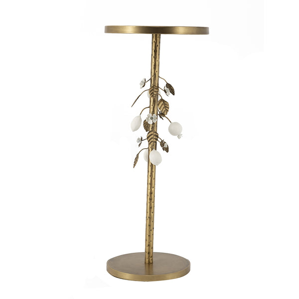English Elm 11.8x11.8x18.1" Paulownia Wood Sculptural Side Table with Mosaic Hourglass Base W2078P461598