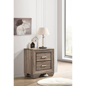 English Elm Tomasina Washed Taupe Nightstand with 2 Drawers, Rustic-Modern Wood Accent Table for Bedroom Storage and Style B062P331053