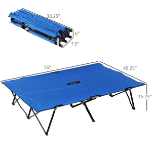 English Elm Outsunny 2-Person Folding Camping Cot - Extra Wide Elevated Portable Bed For Comfort & Easy Travel W2225P217032-GIGA
