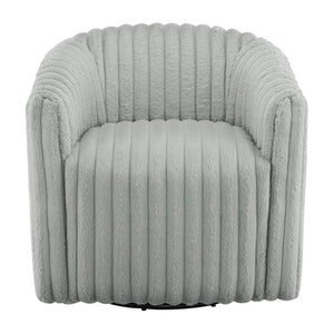 English Elm Alexa Ultra Plush Swivel Barrel Chair in Grey Wide Wale Cord-Like Fabric, Coil Spring Comfort, No Assembly Needed B050P390588