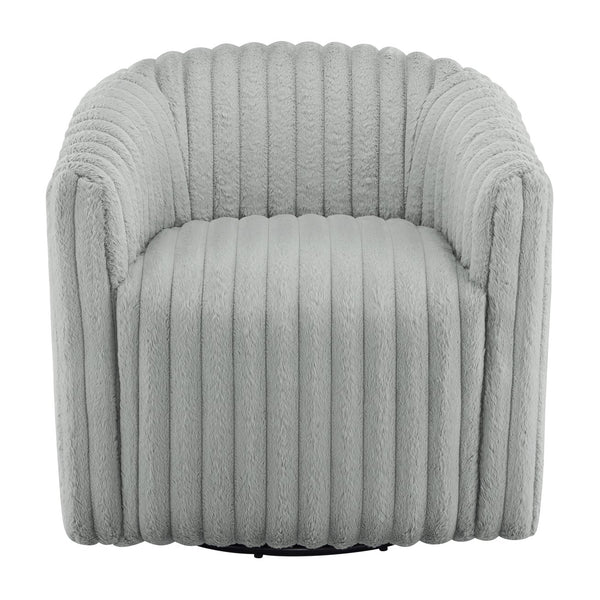 English Elm Alexa Ultra Plush Swivel Barrel Chair in Grey Wide Wale Cord-Like Fabric, Coil Spring Comfort, No Assembly Needed B050P390588
